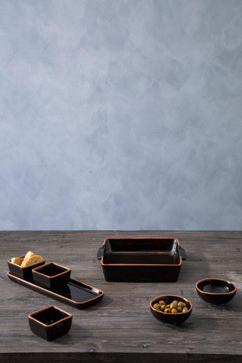 Black Glazed Terracotta Set of 2 Small Bowls | Calisto
