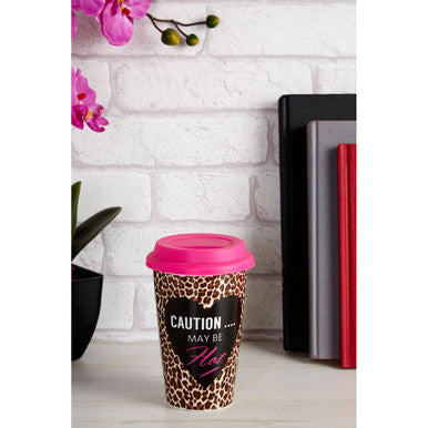 Taza Leopard Ceramic Travel Mug with Silicone Lid