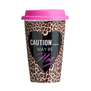 Taza Leopard Ceramic Travel Mug with Silicone Lid