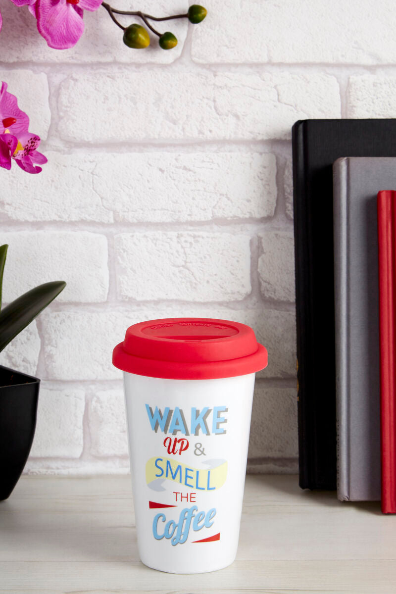 Taza Wake Up Ceramic Travel Mug with Silicone Lid