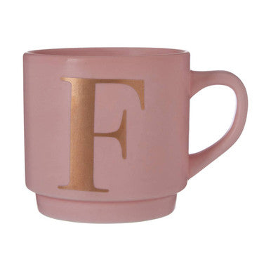 Signet Pink Monogram Mug, F