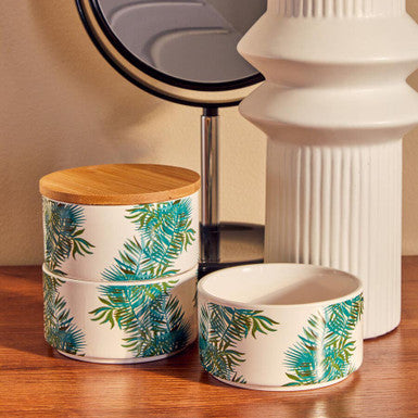 Winter Palm Set Of Three Stackable Canisters