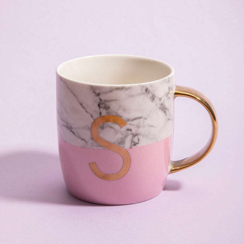 Mimo Pastel Pink S Letter Monogram Mug