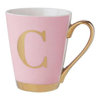 Frosted Deco Pink Monogram Mug, C