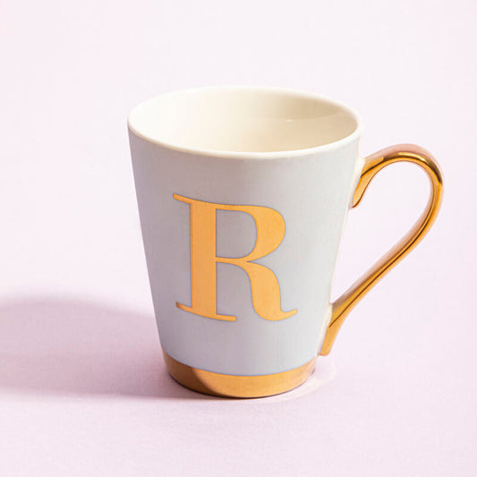 Green Frosted Deco R Letter Monogram Mug | Mimo