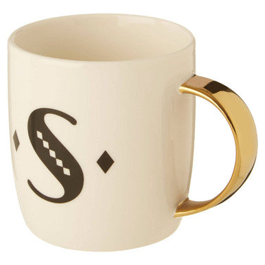 Diamond Deco White Monogram Mug, S
