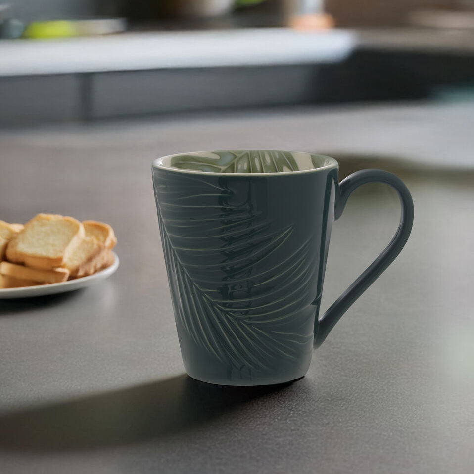 Dark Green Leaf Design Mug | Bali