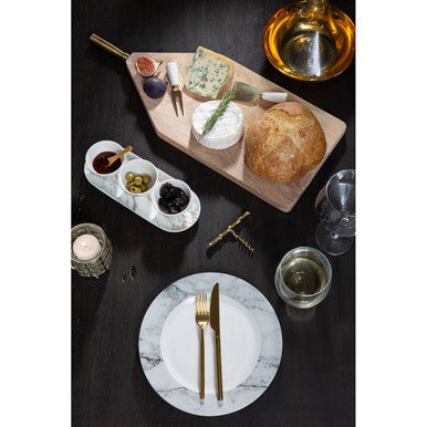 Exbury 3Pc White And Light Gold Cheese Knife Set