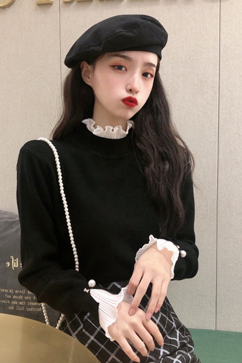 New Patchwork Black Top For Women