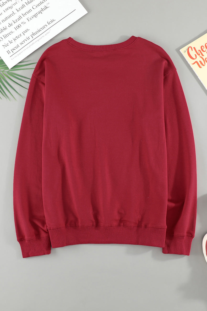 Long-sleeved Solid Color Letter Printed Sweatshirt