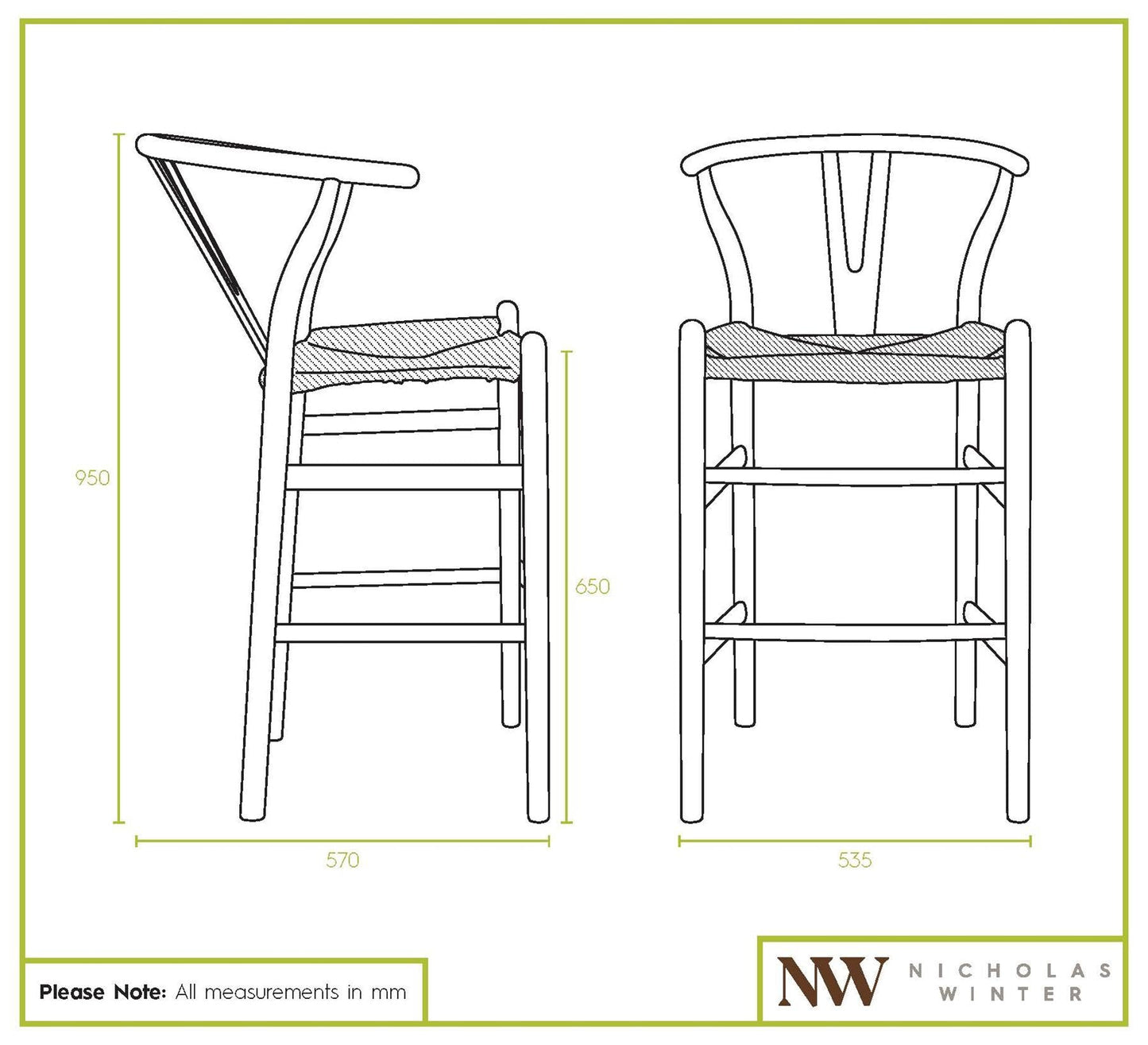 Black Wooden Wishbone Bar Stool