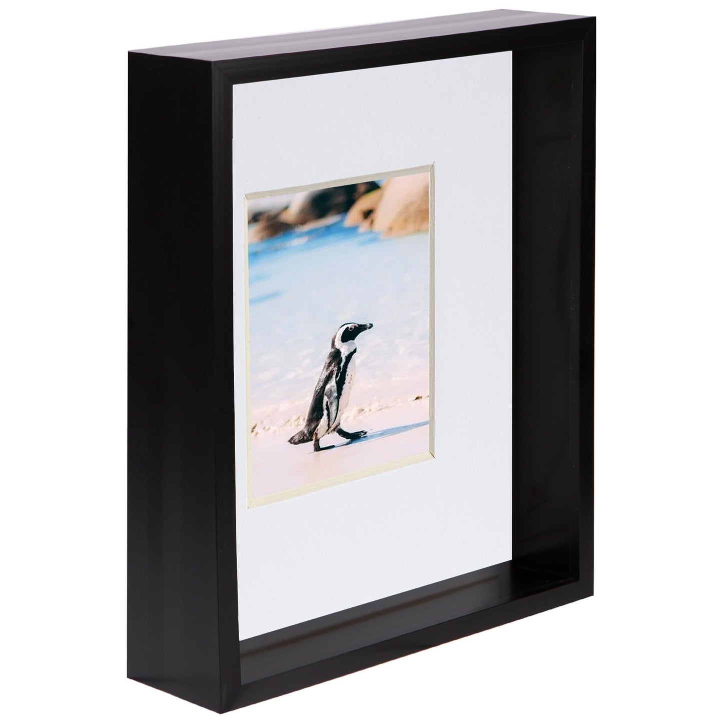 8" x 10" Black 3D Deep Box Photo Frame - with 4" x 6" Mount