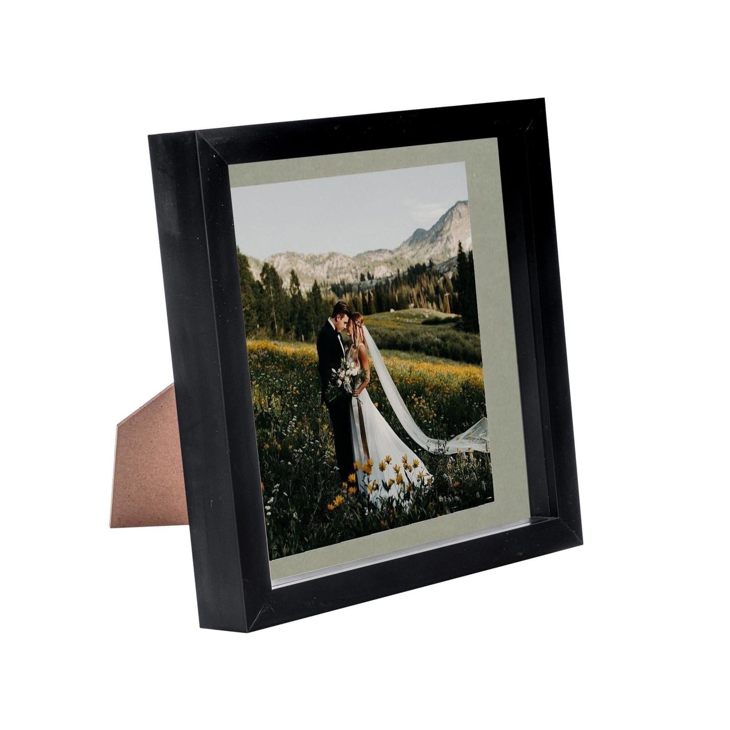 8" x 8" Black 3D Box Photo Frame - with 6" x 6" Mount