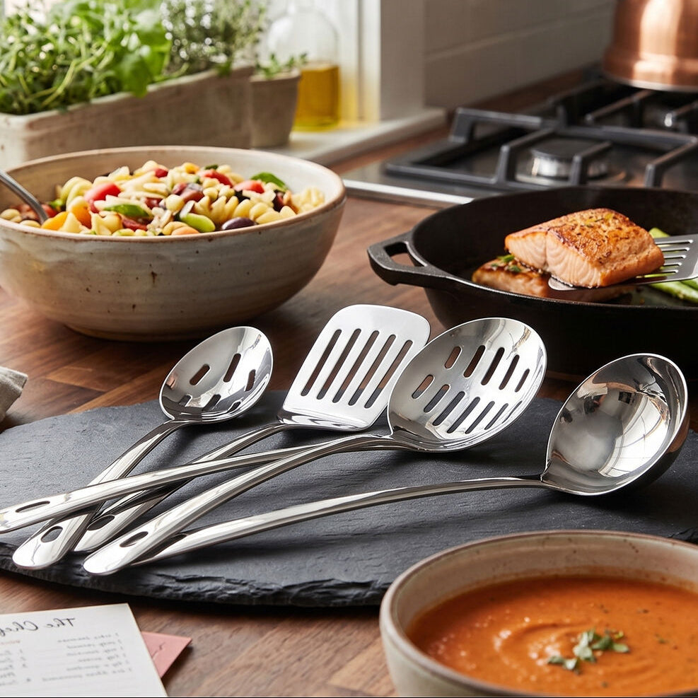 5 Piece Stainless Steel Kitchen Utensils Set with Holder | Bosna