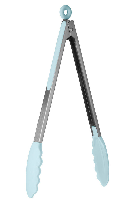 Light Blue Silicone And Stainless Steel Tongs | Zing