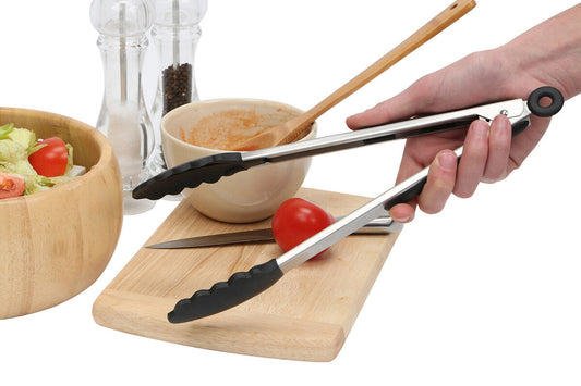 Black Silicone And Stainless Steel Tongs | Zing