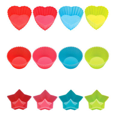 Set Of Four Non Stick Heart Silicone Moulds