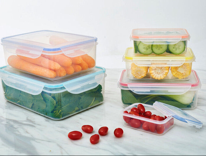 6 Piece Rectangular Food Containers with Airtight Lids | Herrela