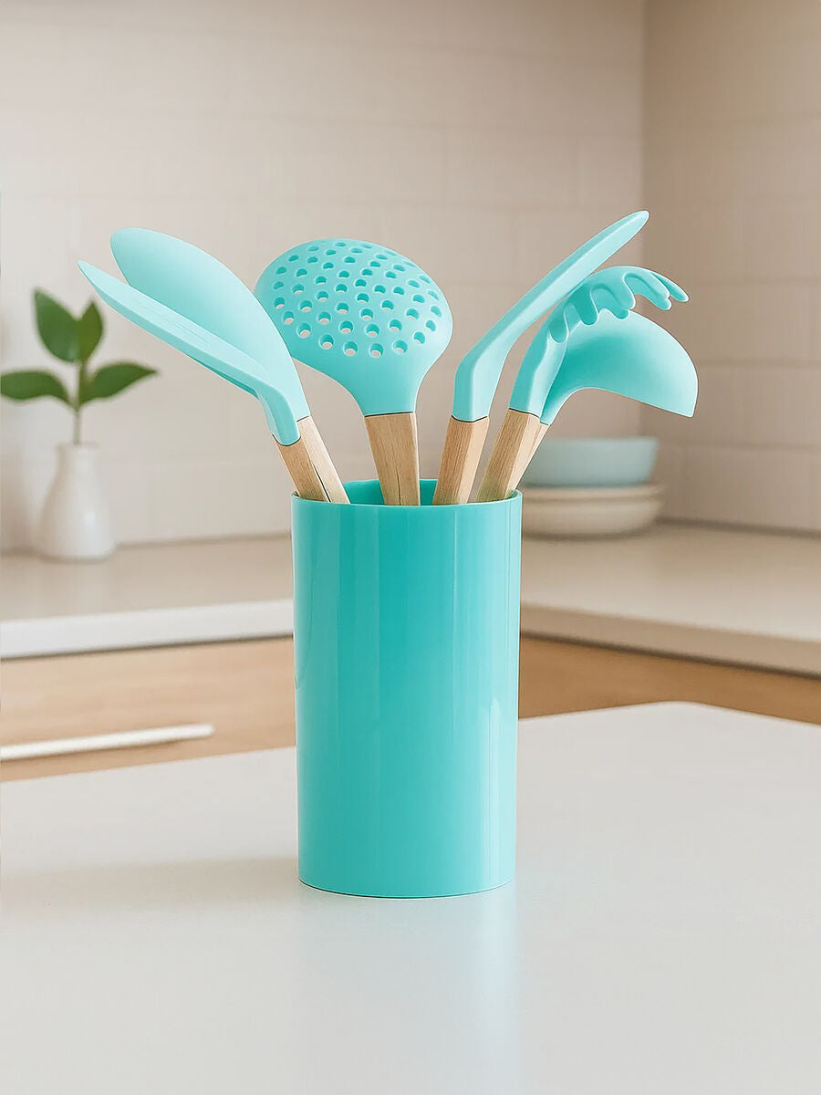 Zing 7 Piece Utensil Set In Pastel Green