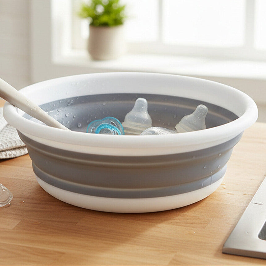Collapsible Grey and White Washing Up Bowl | Averill