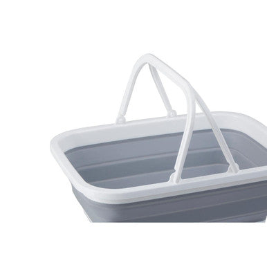 Collapsible Grey and White Basket with Handles | Averill