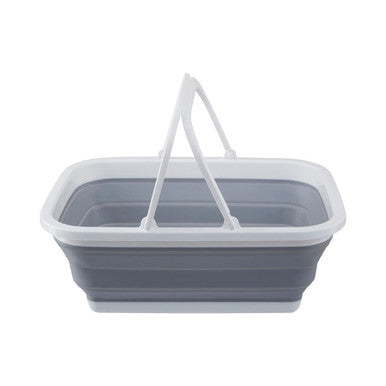 Collapsible Grey and White Basket with Handles | Averill