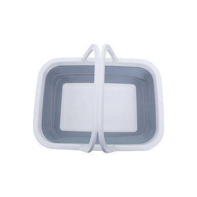 Collapsible Grey and White Basket with Handles | Averill