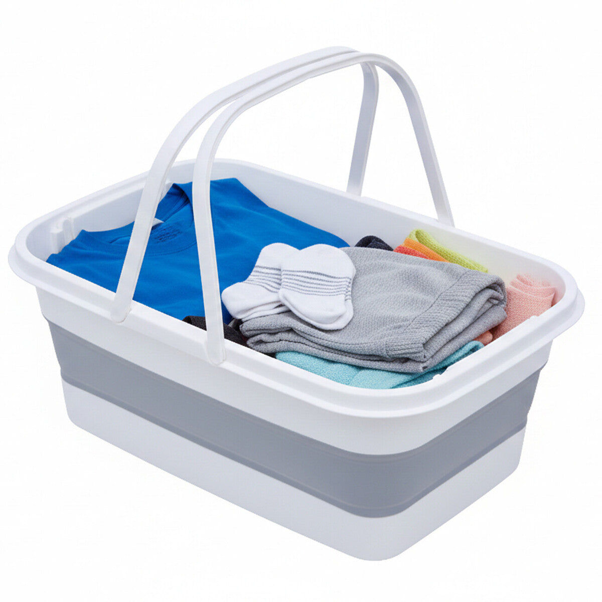White And Grey Collapsible Basket With Handles | Averill