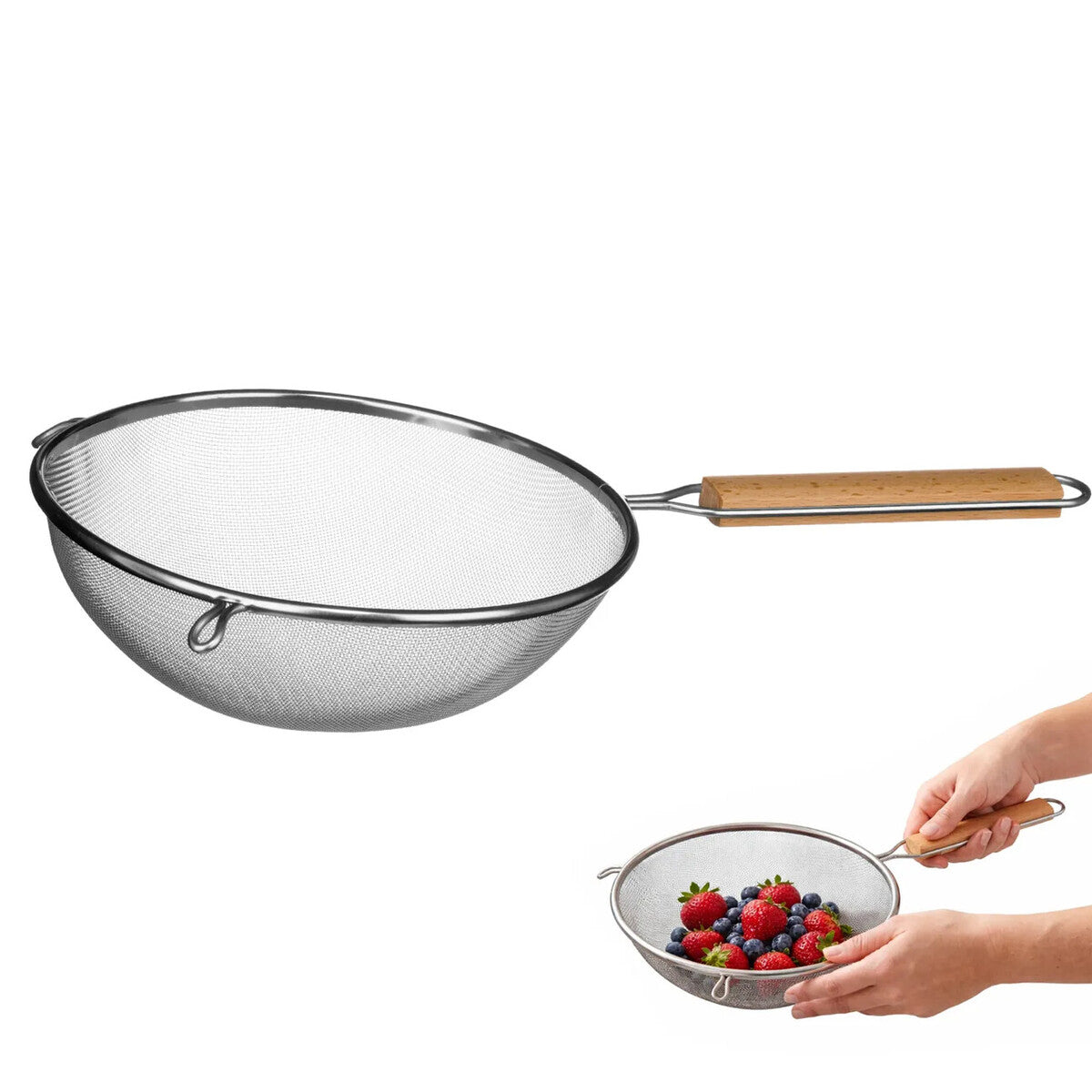Large Sieve With Wooden Handle | Zenigo