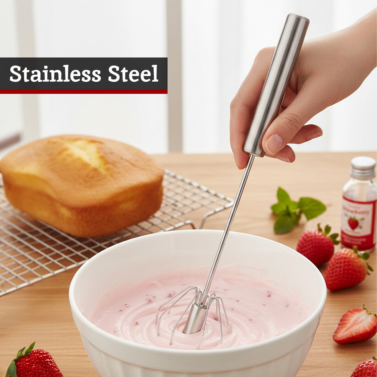 Zamin Press And Spin Silver Finish 26Cm Whisk