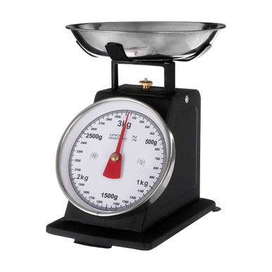3kg Matt Black Retro Kitchen Scale | Olivier