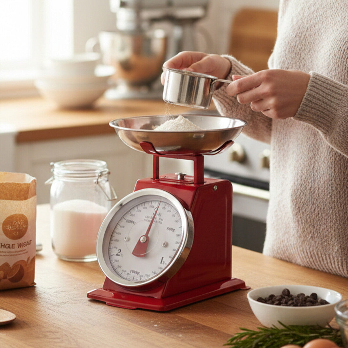 Olivier 3Kg Red Retro Kitchen Scale