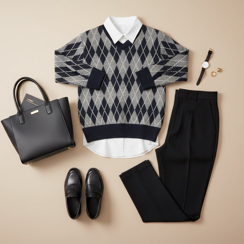 Women's Diamond Pattern Knit Sweater