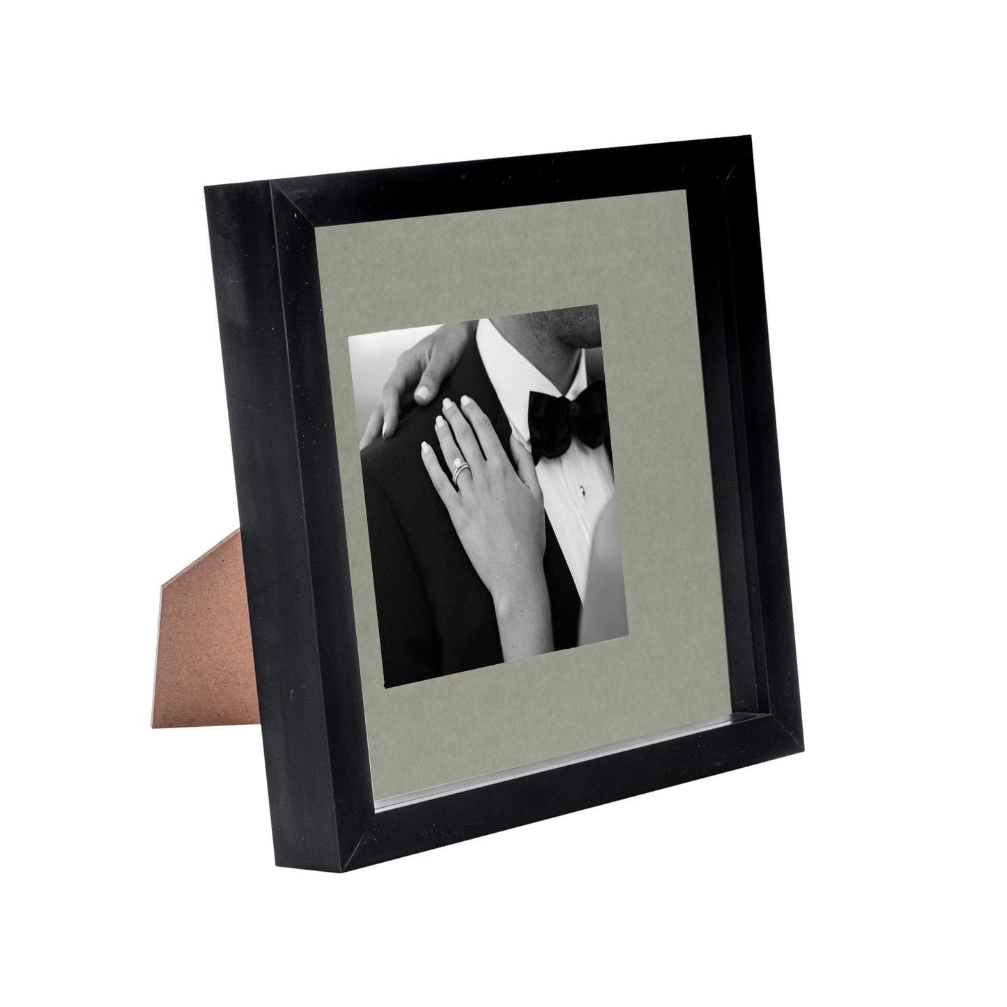8" x 8" Black 3D Box Photo Frame - with 4" x 4" Mount