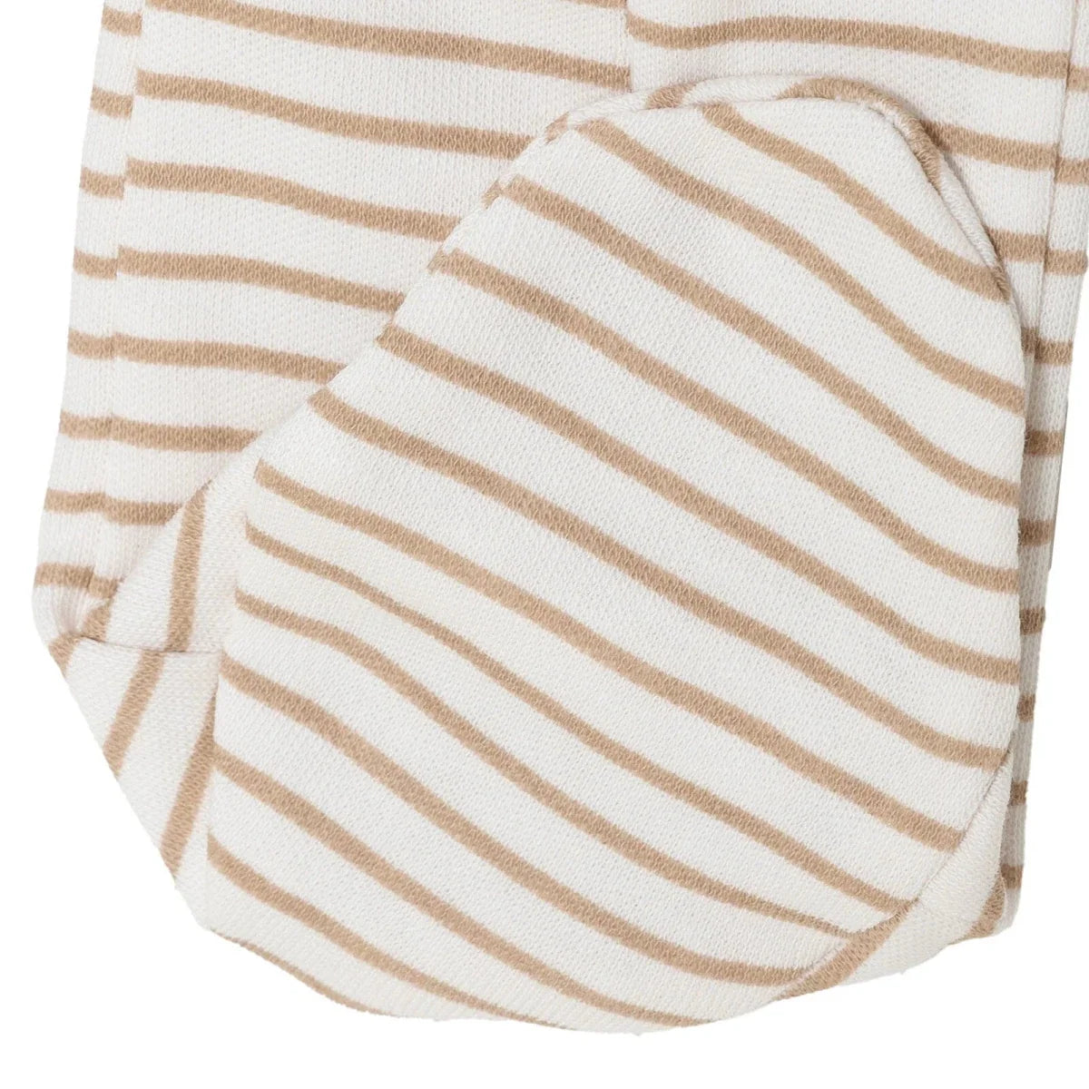 Baby Boy Footed Sleepsuit Striped Zip Fastening Crew Neck - Beige