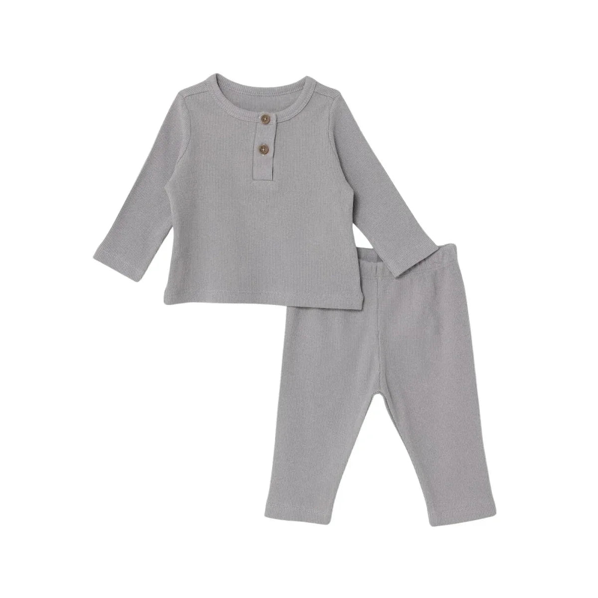 HelloBaby Boys Sweatshirt- Bottom with Buttons Crew Neck Long Leg Long Sleeve - Grey