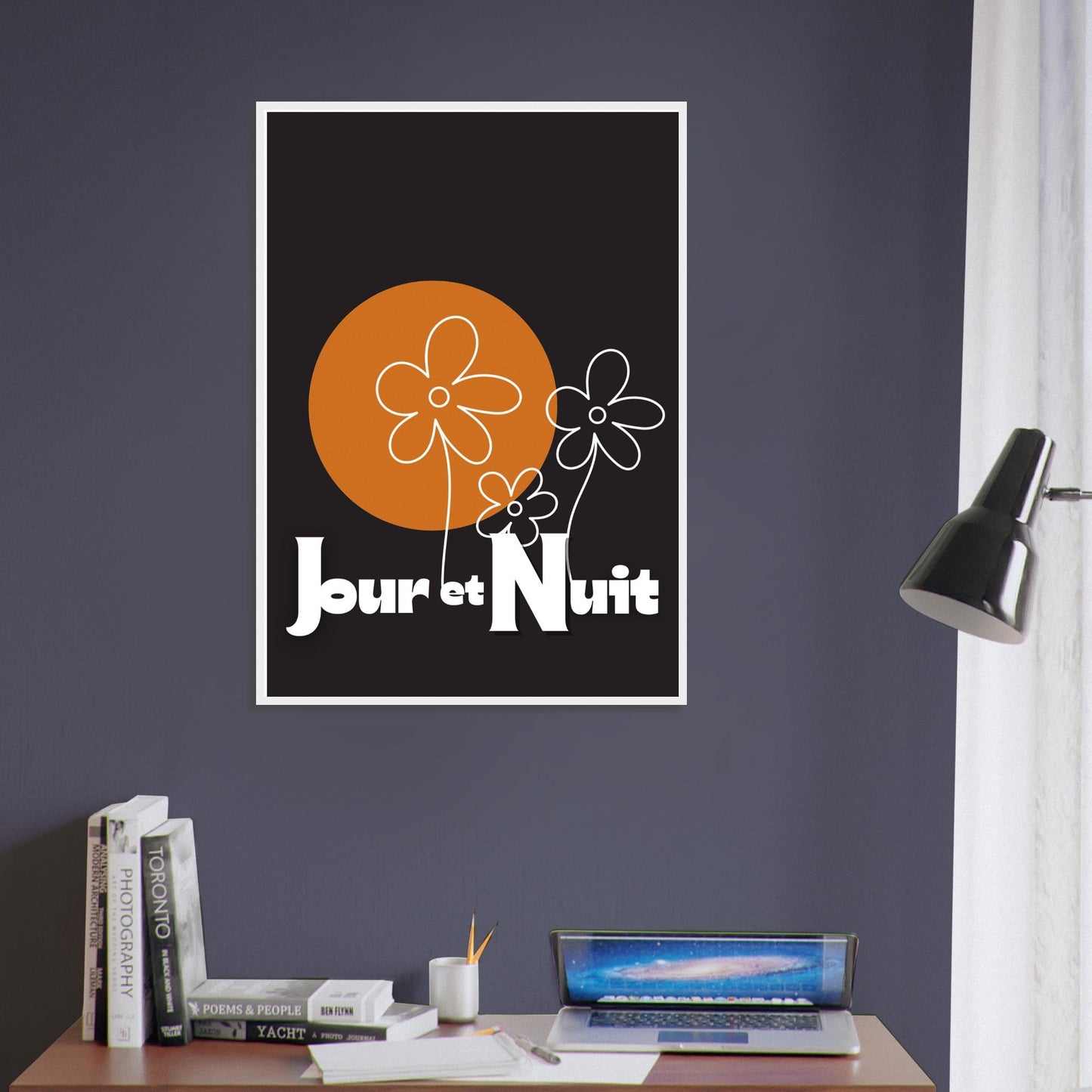 Day & Night Modern Boho Wall Art - Framed Poster, Ready to Hang - Bohemian Decor Gift