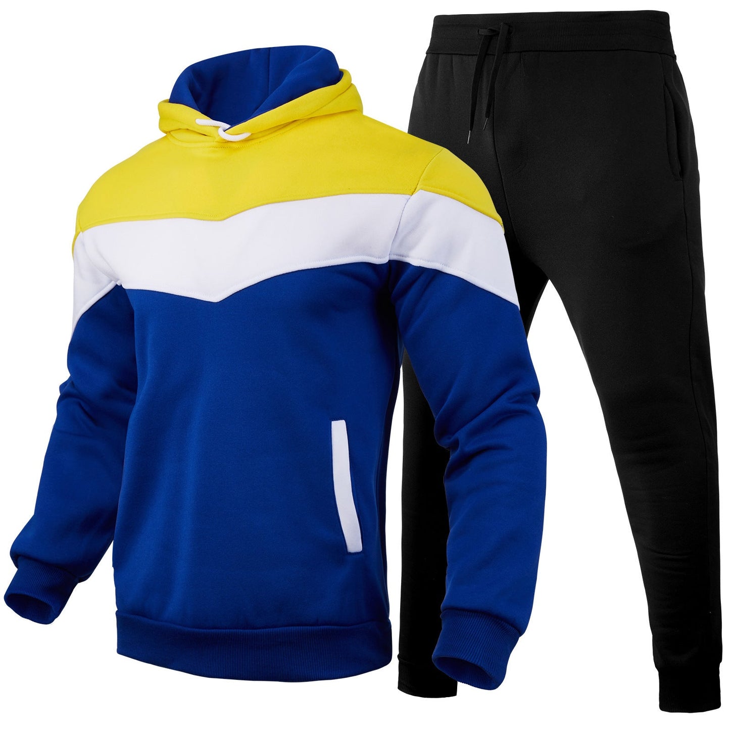 Men's Colour Matching Hoodie  Two-Pieces Sportswear Set