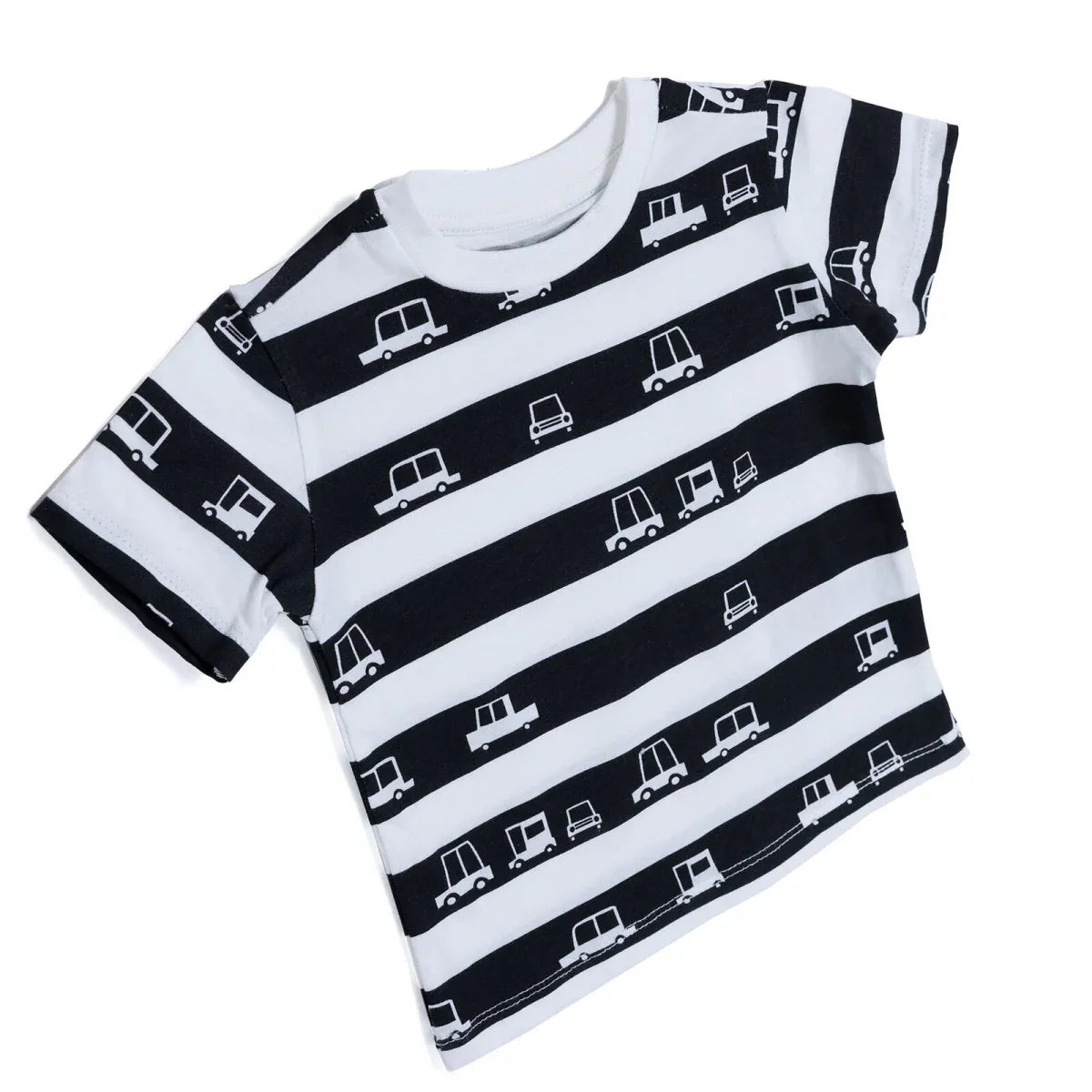 HelloBaby Boys T-shirt Vehicle Print Crew Neck Short Sleeve - Ecru