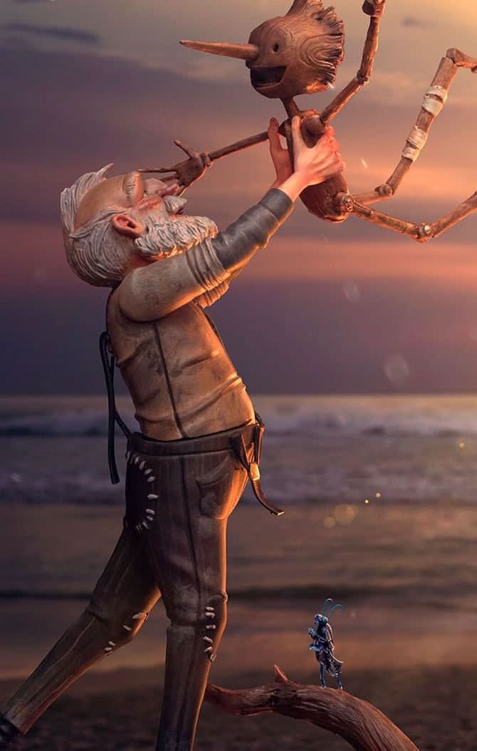 Statue Geppetto & Pinocchio - Pinocchio - Art Scale 1/10 - Iron Studios