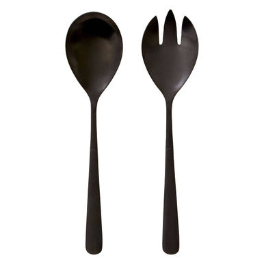 Modern Retro Matt Black 2 Piece Salad Servers