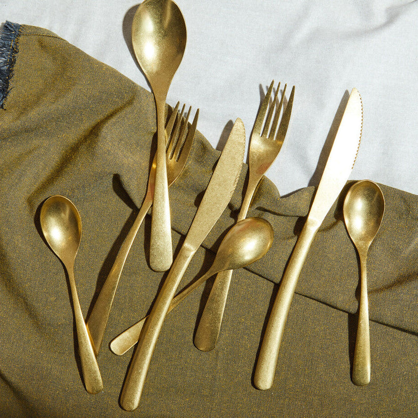 Avie 16 Piece Antique Gold Finish Cutlery Set
