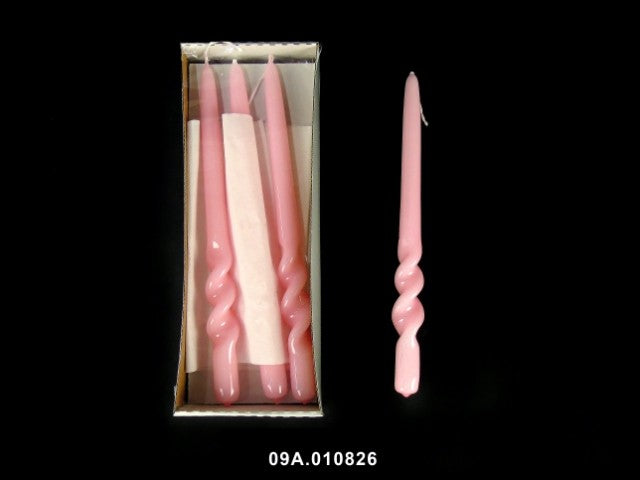 Set of 8 Pink Twist Taper Candles