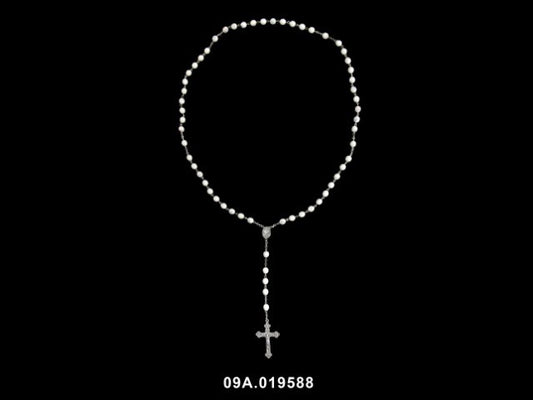 ART. RELIGIOSO -TERÇO CRISTAL LEITE 8MM