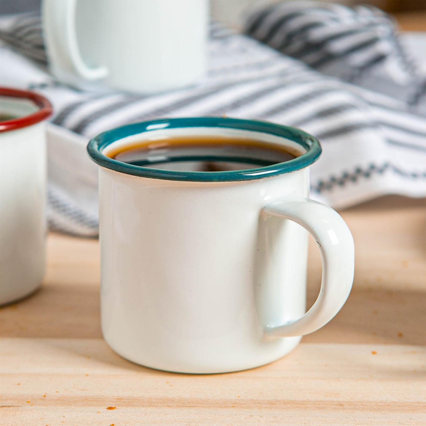 130ml White Enamel Espresso Cups - Pack of Six