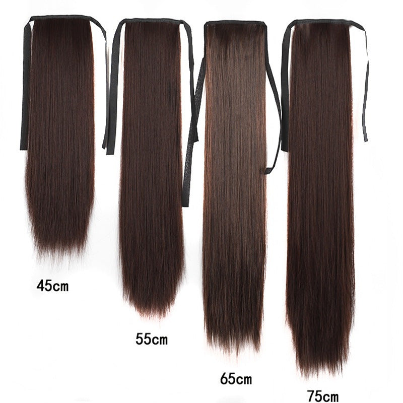 Lace-up Fashion Soft Wig Ponytail Realistic Matte Silk Long Straight Hair