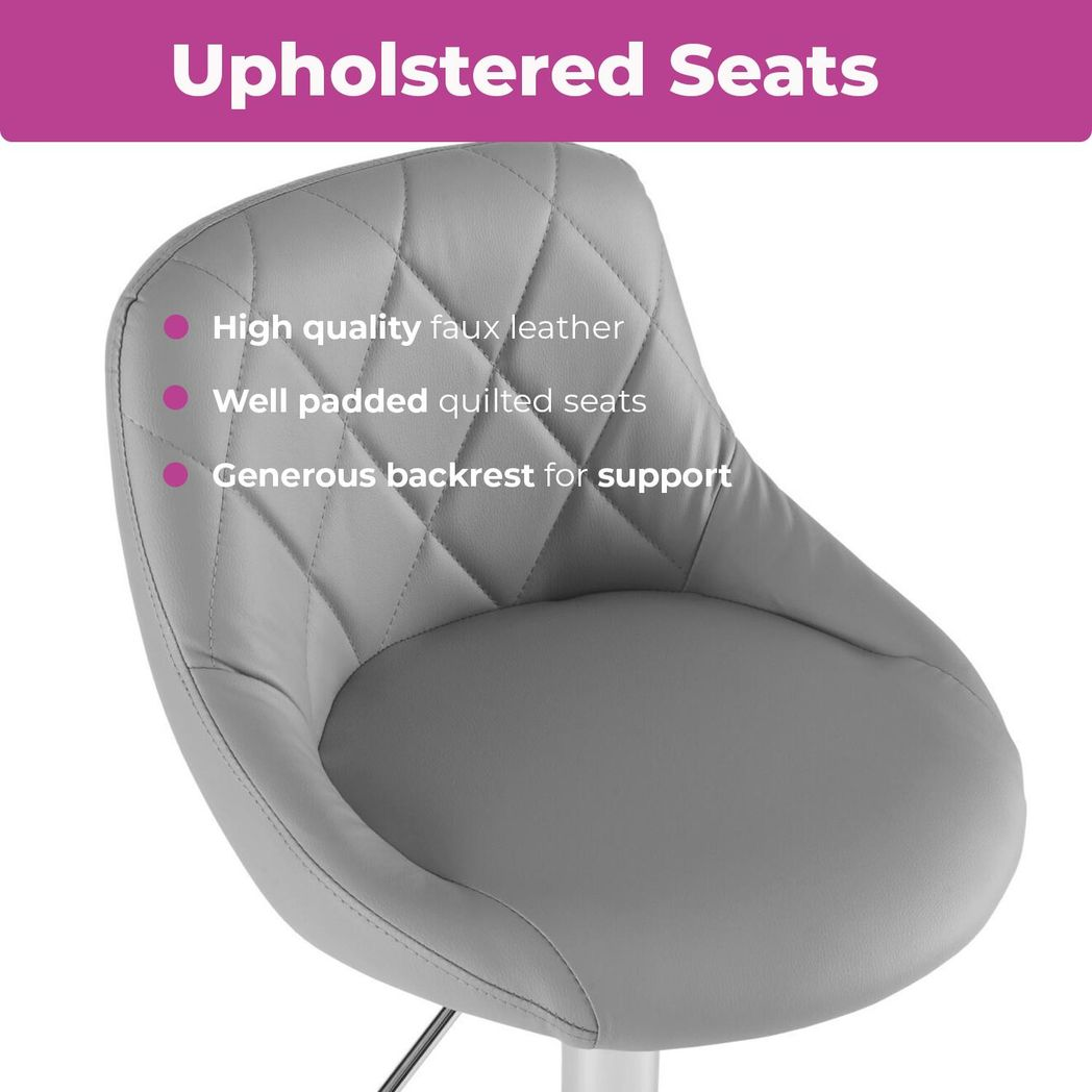 Neo Set of Two Grey Leather Bar Stools