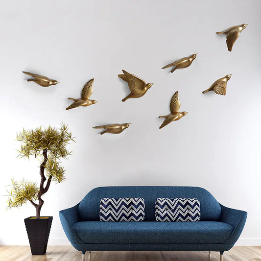 Nordic Resin Bird Wall Art – 3D Hanging Ornament Set of 5