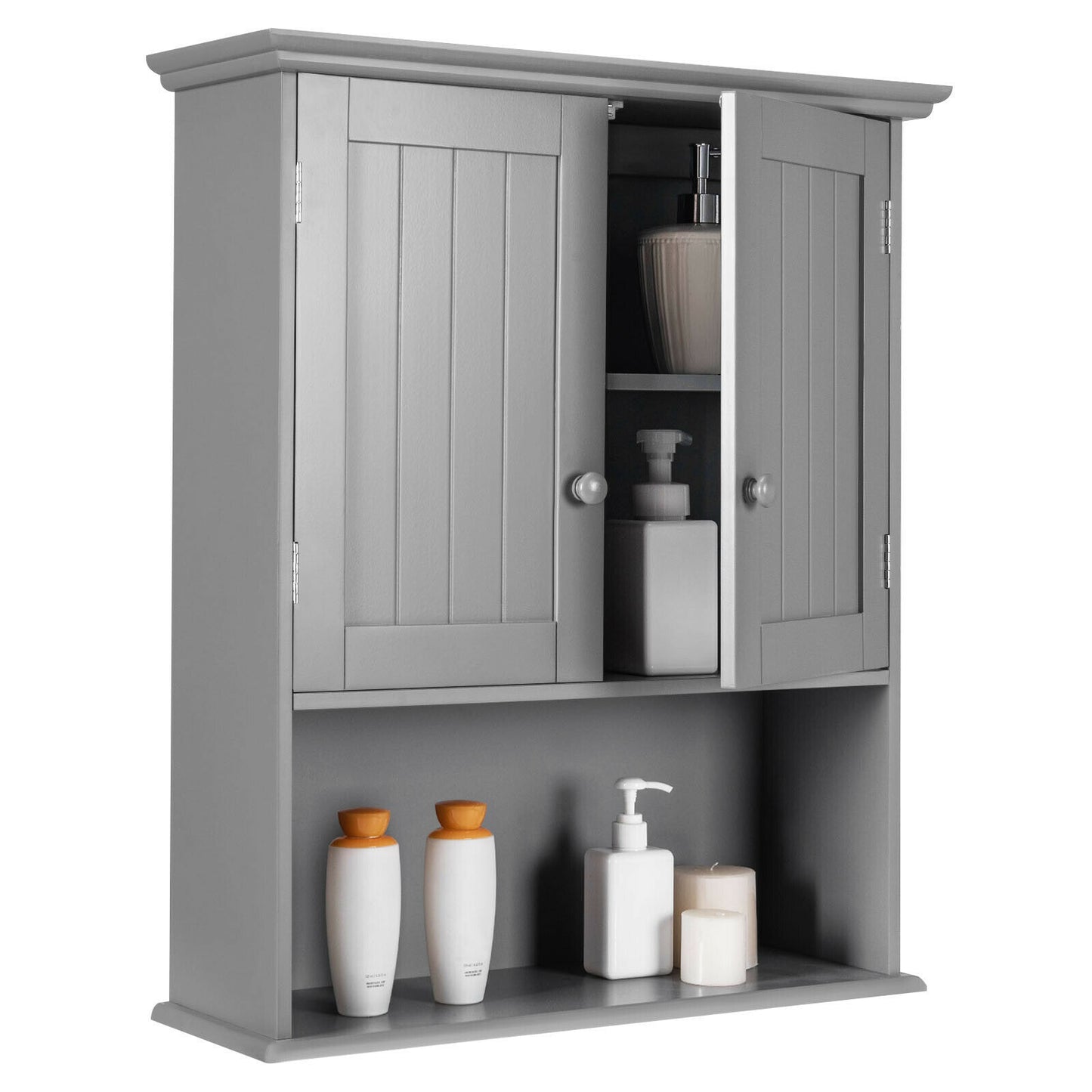 Wall Mounted Bathroom Storage Cabinet with Adjustable Shelf-Black
