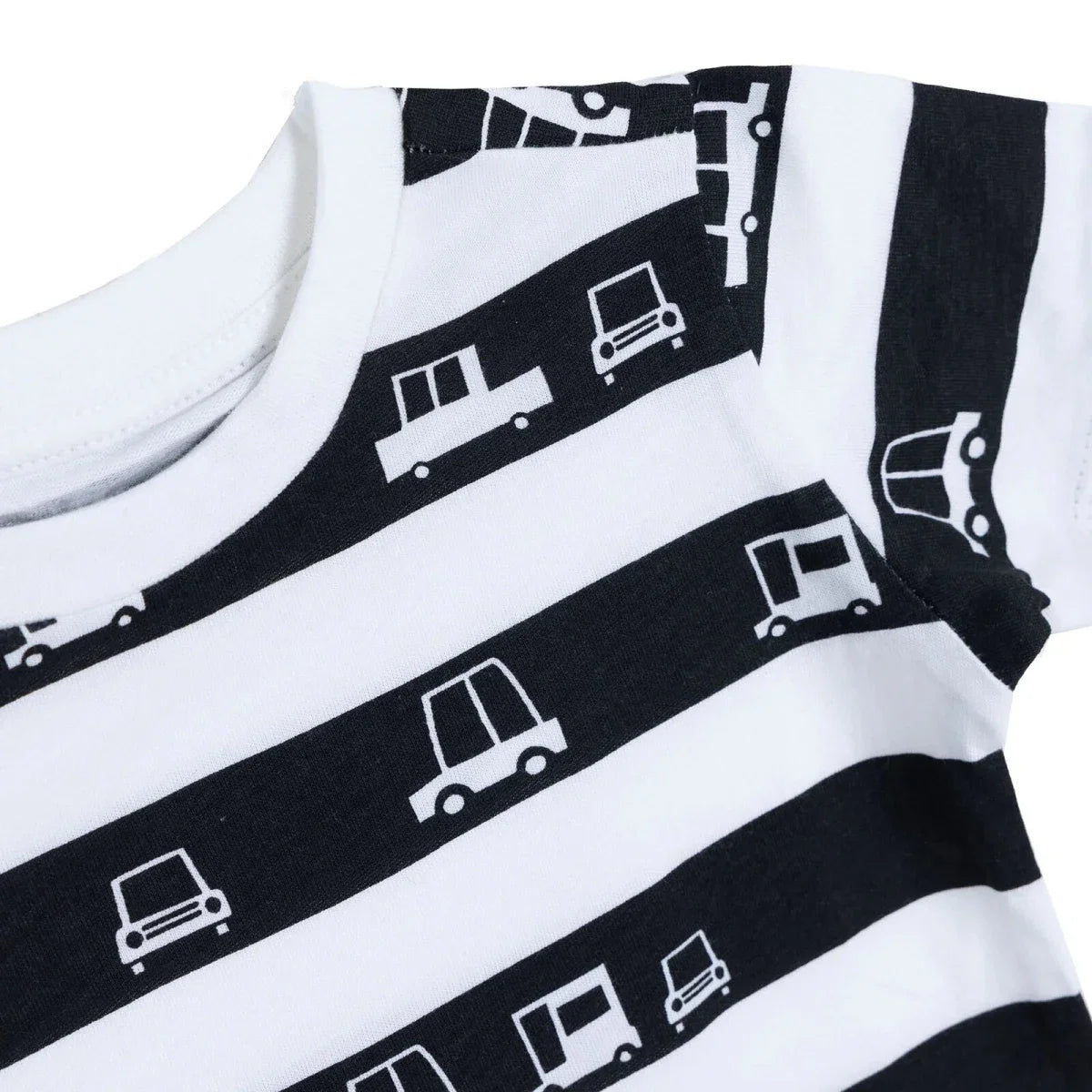 HelloBaby Boys T-shirt Vehicle Print Crew Neck Short Sleeve - Ecru